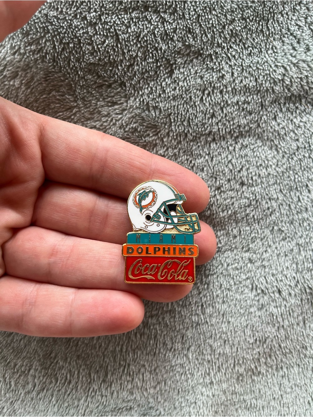 Coca-Cola Miami Dolphins Enamel Pin - White, Teal & Orange, Vintage 1993